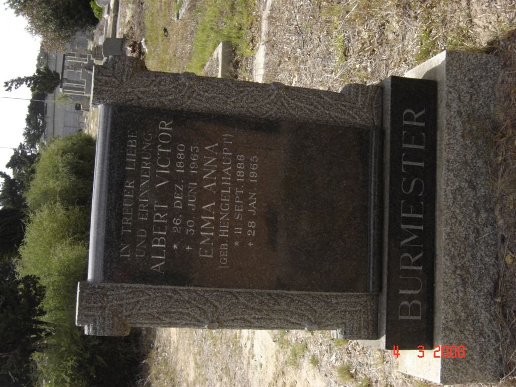 BURMESTER Albert Victor 1880-1963 &amp; Emma Anna HENGELHAUPT 1886-1965