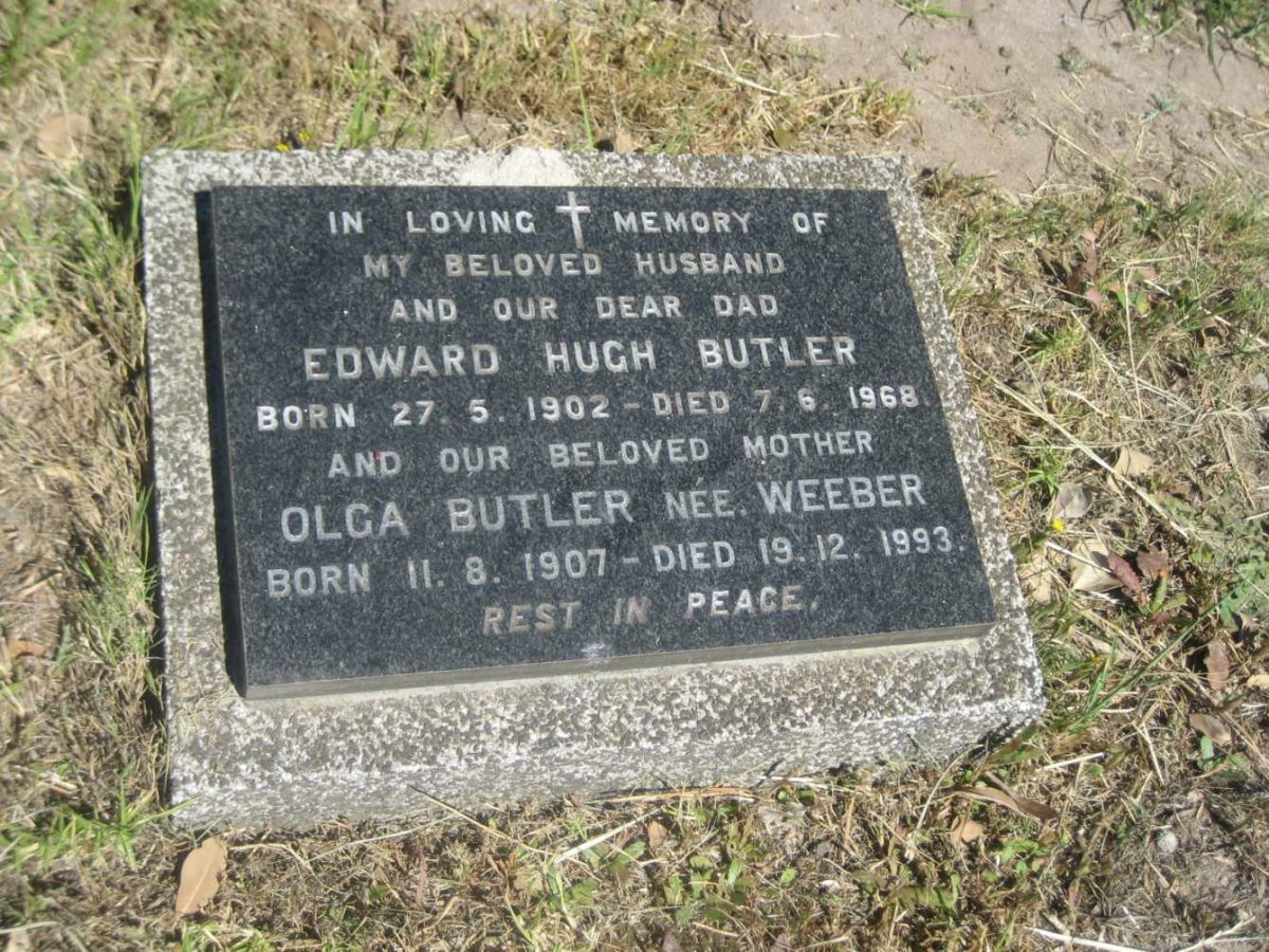 BUTLER Edward Hugh 1902-1968 &amp; Olga WEEBER 1907-1993