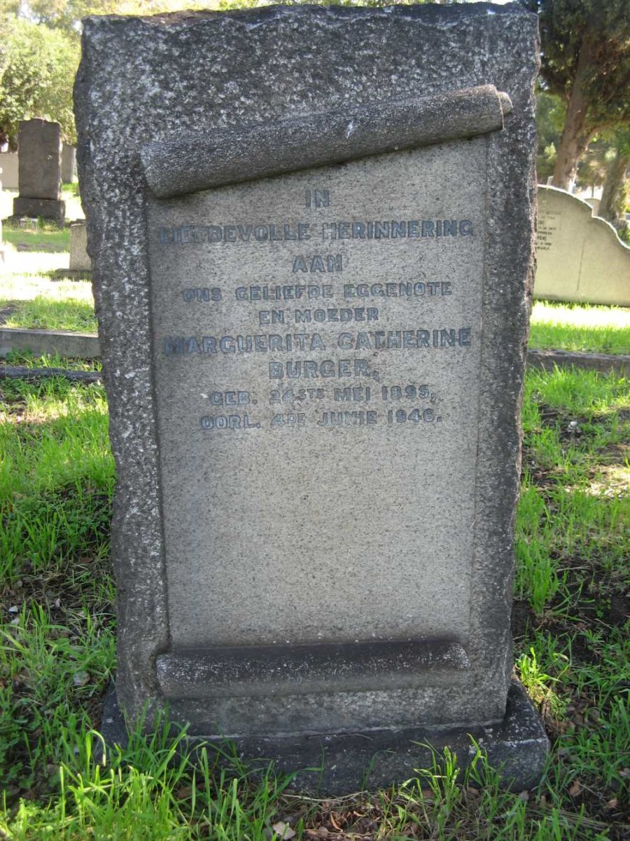 BURGER Marguerita Catherine 1895-1946