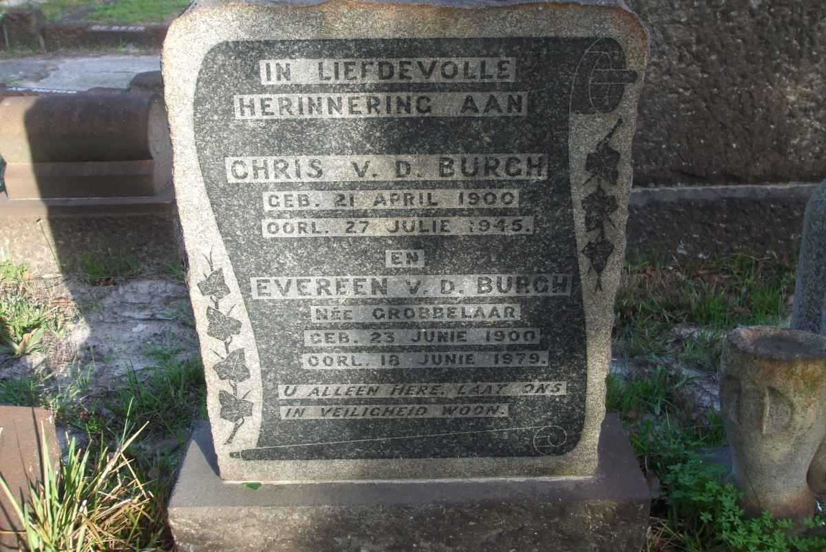 BURGH Chris, v.d. 1900-1945 &amp; Evereen GROBBELAAR 1900-1979