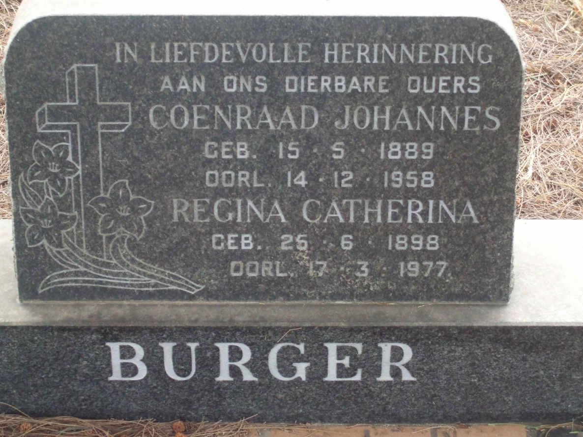 BURGER Coenraad Johannes 1889-1958 &amp; Regina Catherina 1898-1977