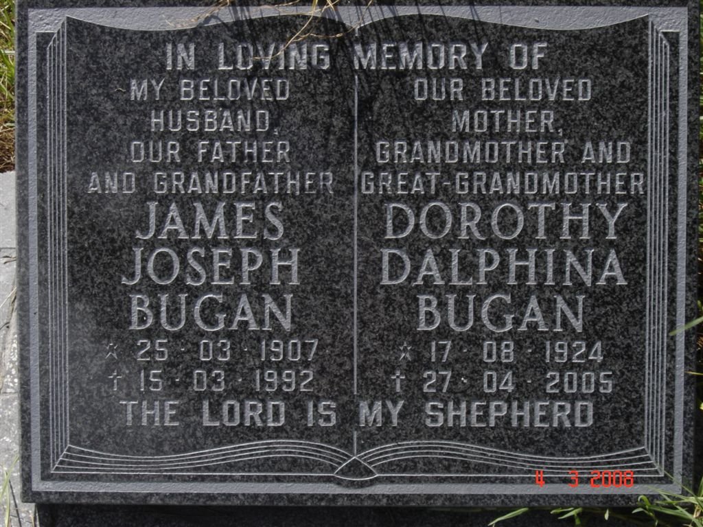 BUGAN James Joseph 1907-1992 &amp; Dorothy Dalphina 1924-2005