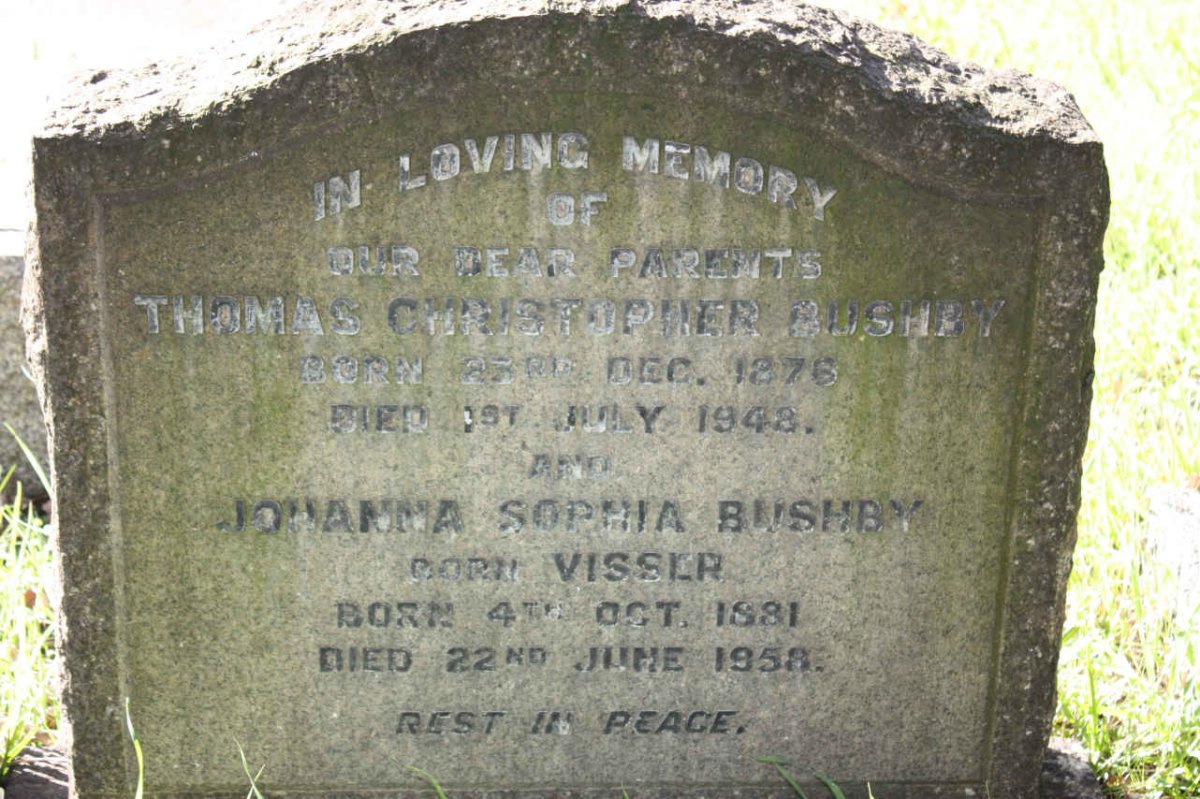 BUSHBY Thomas Christopher 1876-1948 &amp; Johanna Sophia VISSER 1881-1958