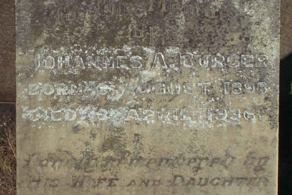 BURGER Johannes A. 1898-1936