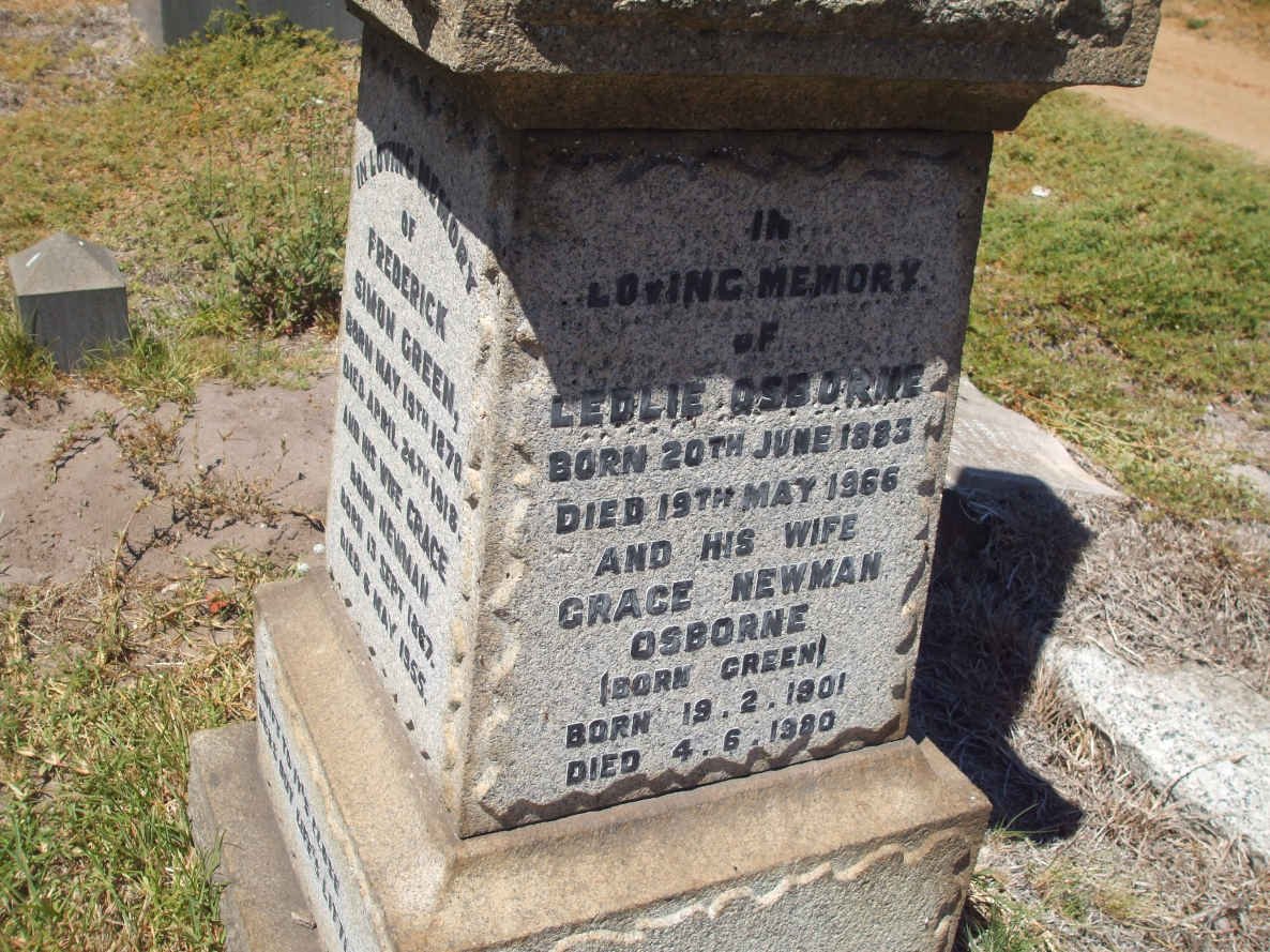 OSBORNE Ledlie 1883-1966 &amp; Grace Newman GREEN 1901-1980
