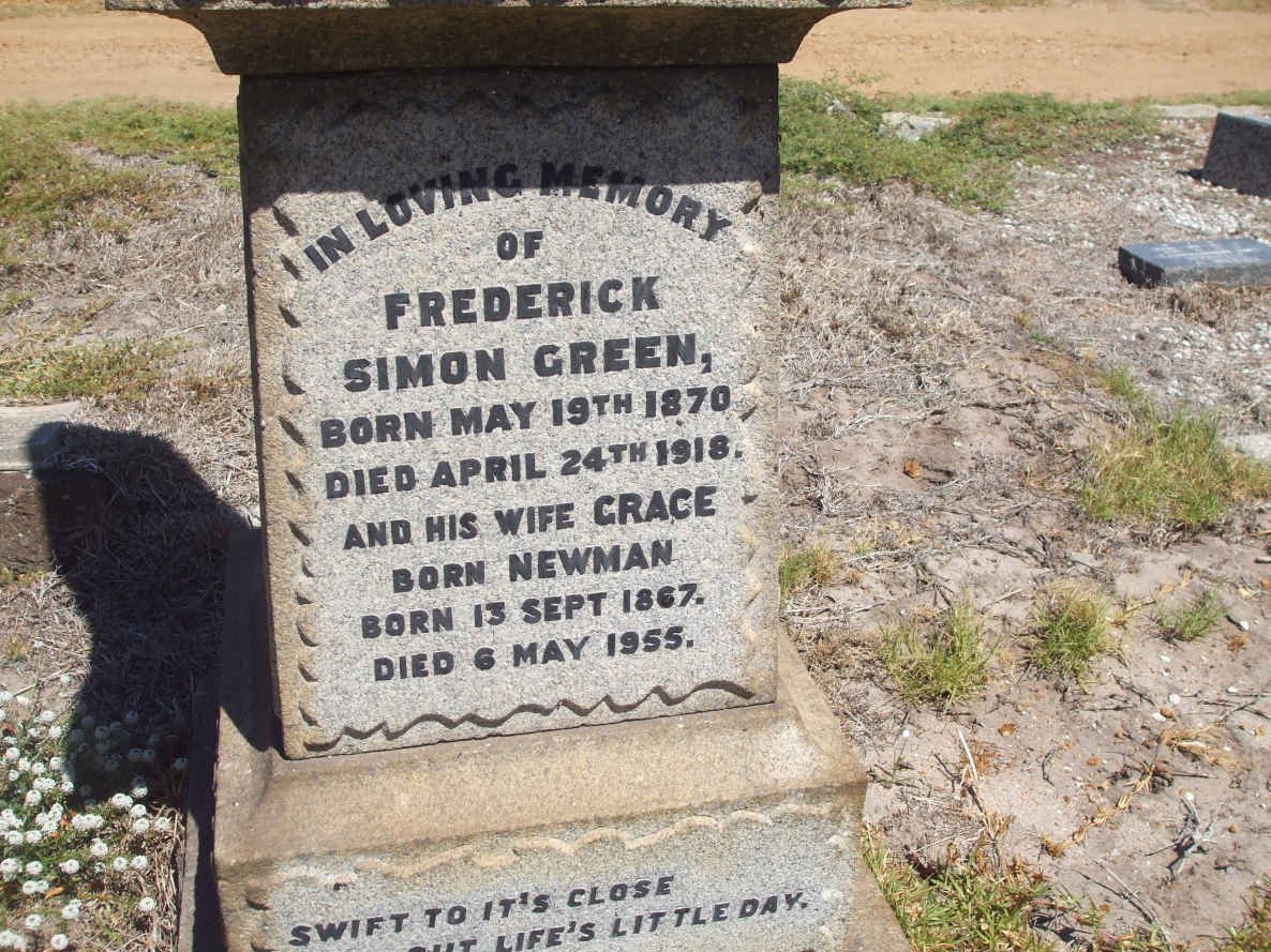 GREEN Frederick Simon 1870-1918 &amp; Grace NEWMAN 1867-1955
