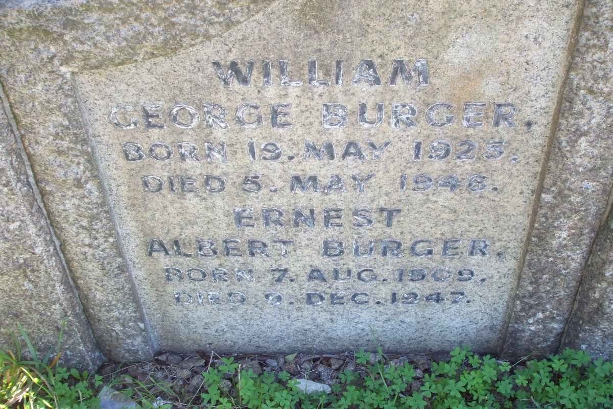 BURGER William George 1925-1946 :: BURGER Ernest Albert 1909-1947