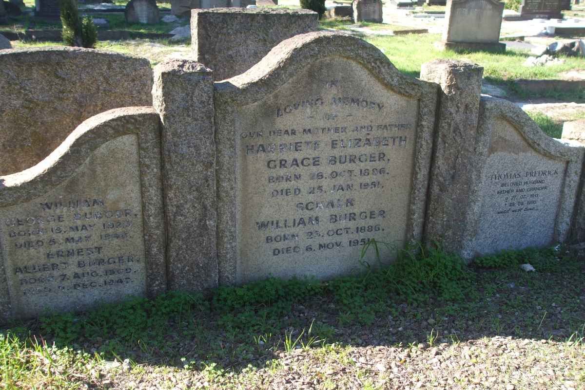 BURGER Schalk William 1886-1951 &amp; Harriete Elizabeth Grace 1886-1951