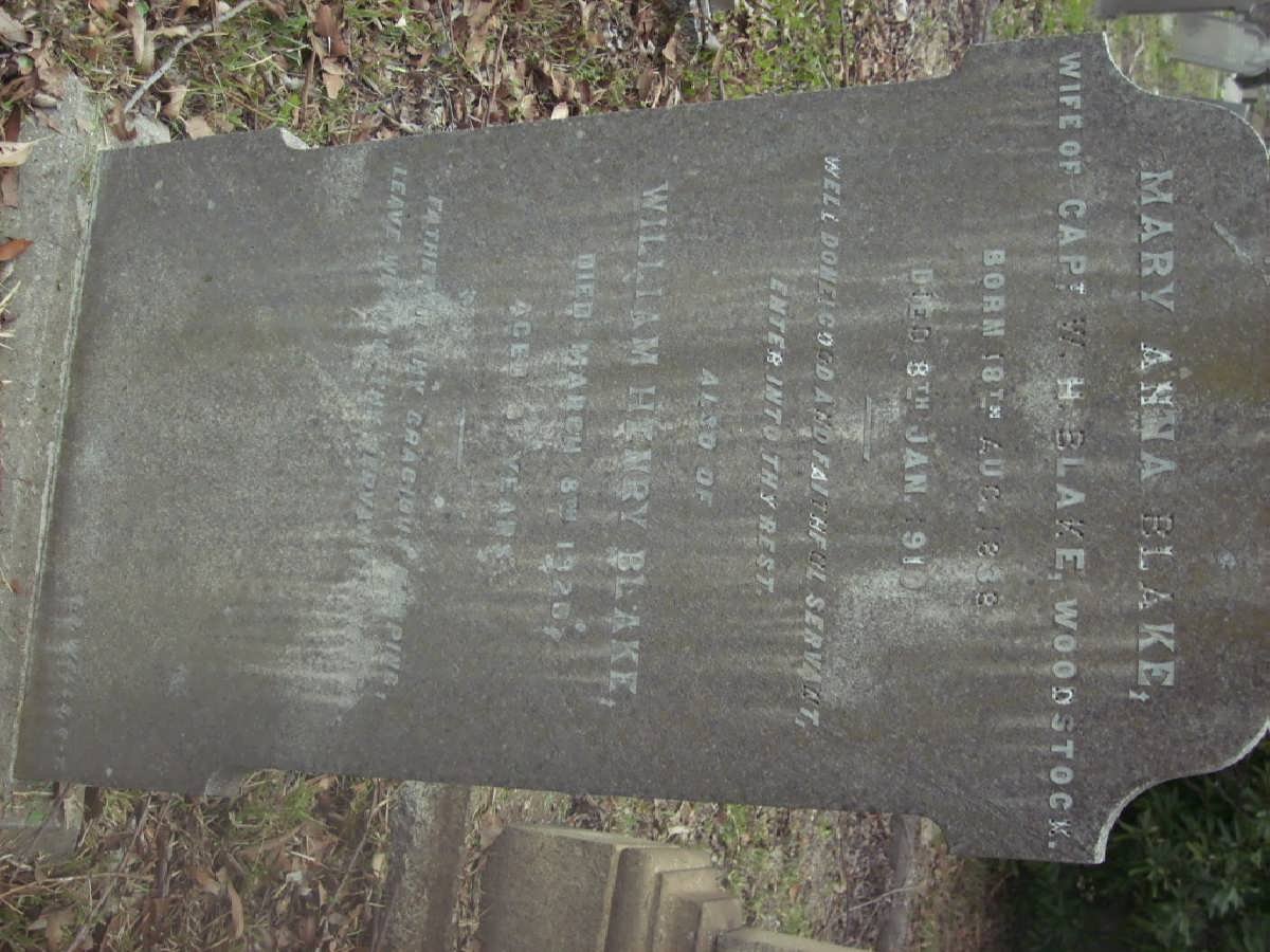 BLAKE William Henry -1920 &amp; Mary Anna 1839-1910