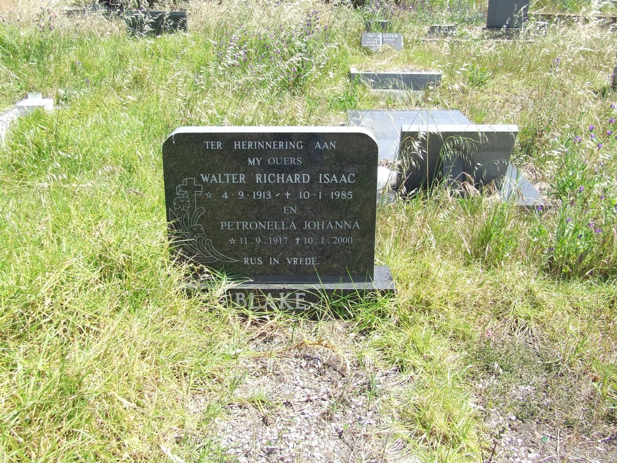 BLAKE Walter Richard Isaac 1913-1985 &amp; Petronella Johanna 1917-2000