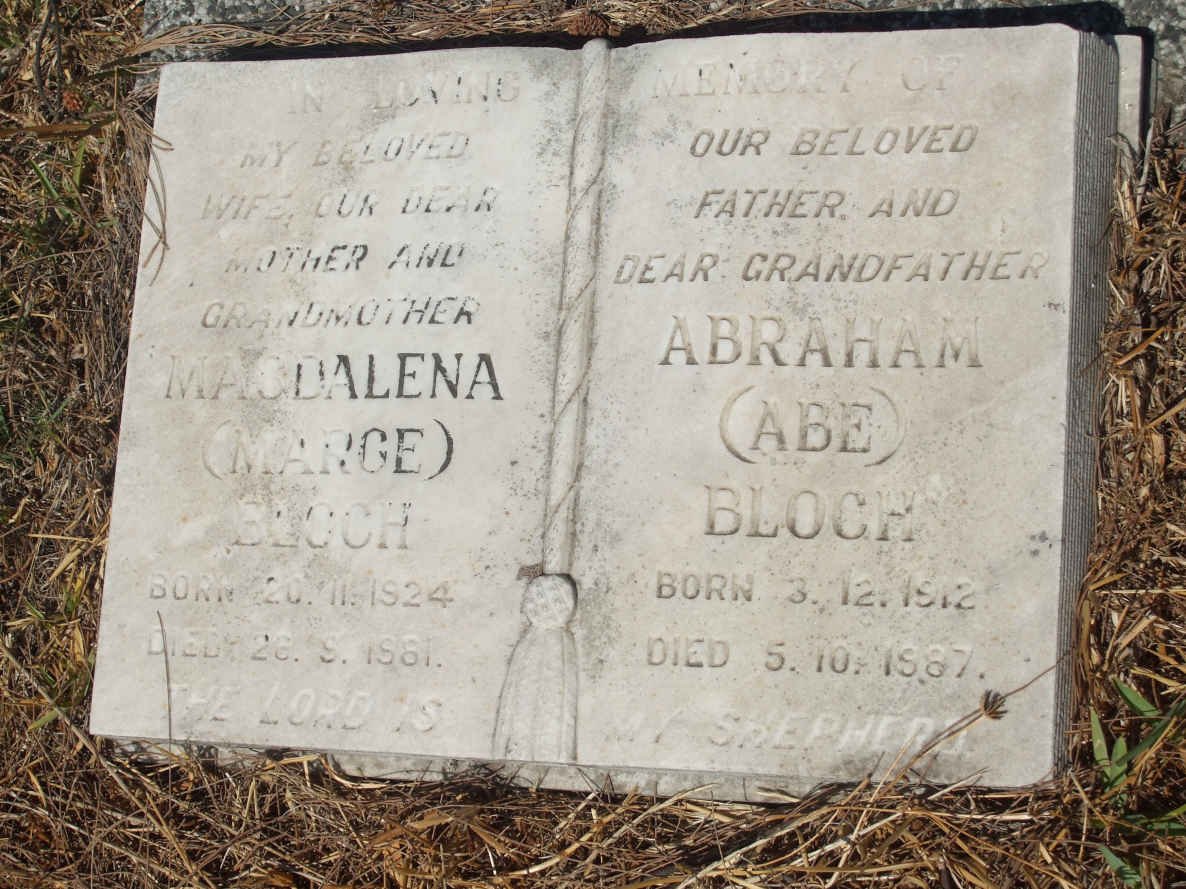BLOCH Abraham 1912-1987 &amp; Magdalena 1924-1981