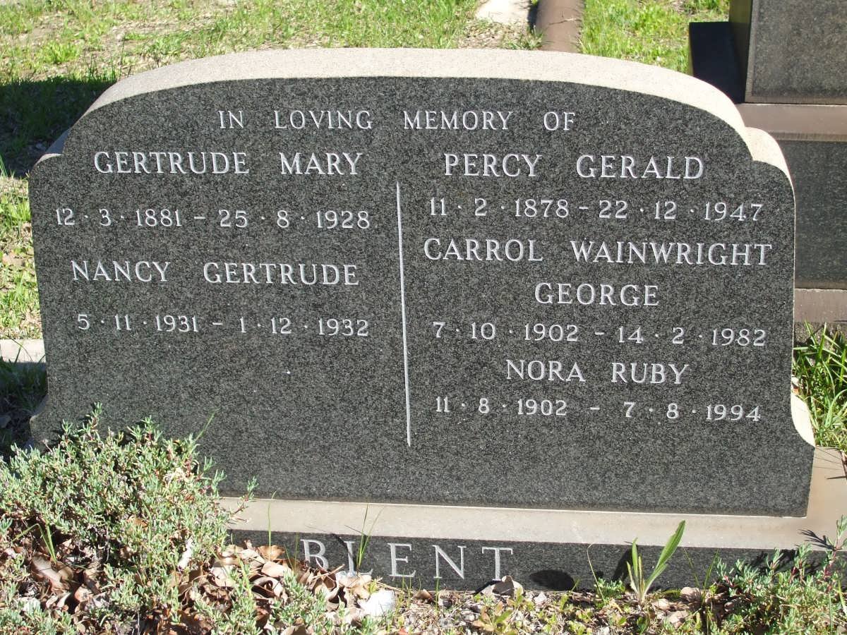 BLENT Percy Gerald 1878-1947 &amp; Gertrude Mary 1881-1928