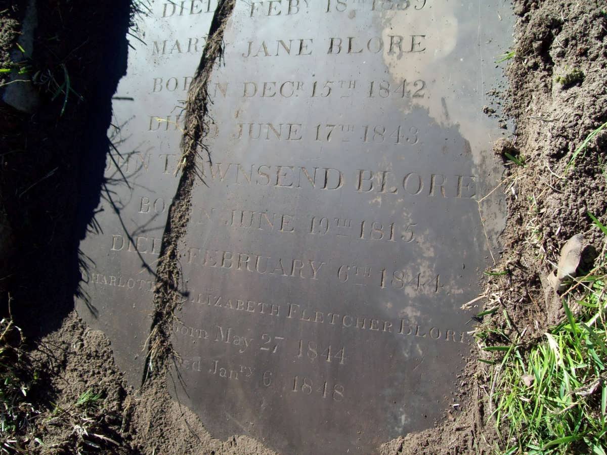 BLORE Mary Jane 1842-1843 :: BLORE John Townsend 1815-1844 :: BLORE Charlotte Elizabeth Fletcher 1844-1848