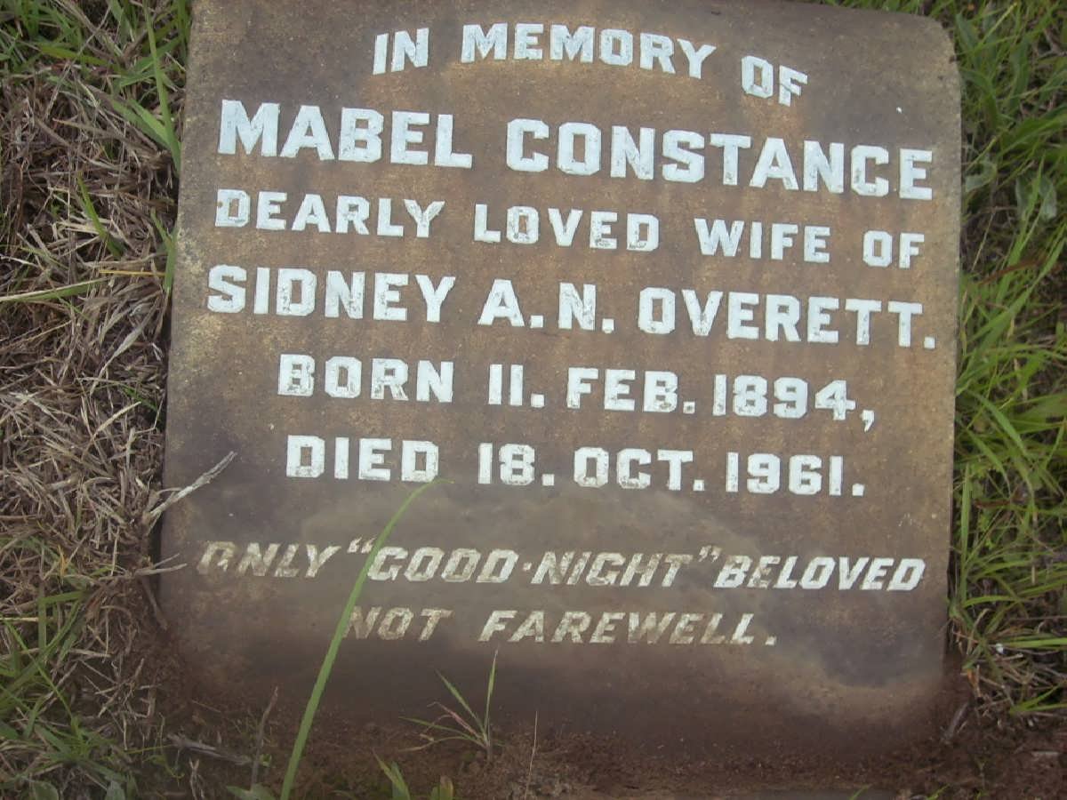 OVERETT Mabel Constance 1894-1961