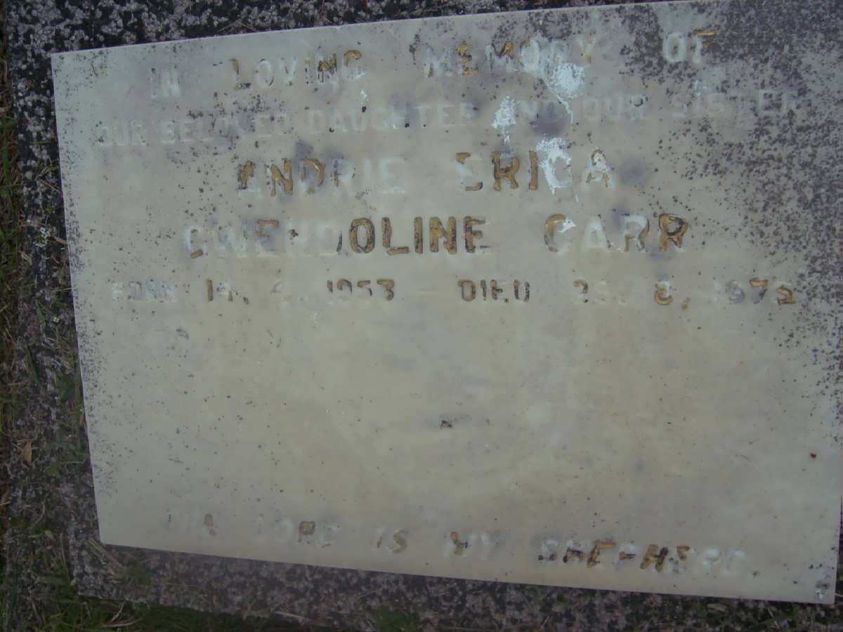 CARR Andrie Erica Caroline 1952-1972