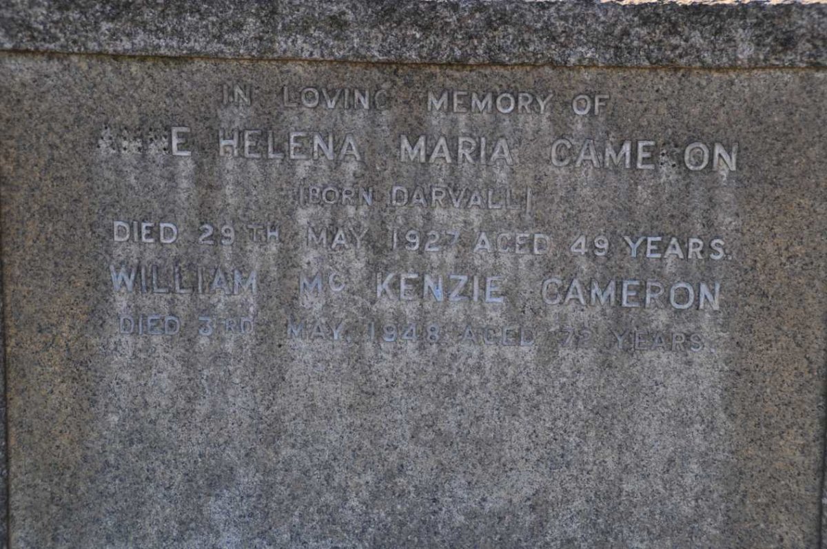 CAMERON William McKenzie -1948 &amp; Anne Helena Maria DARVALL -1927