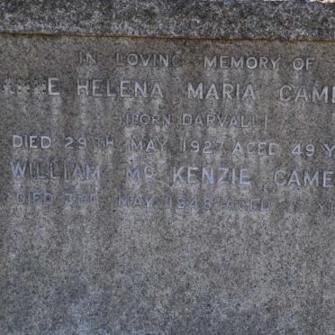 CAMERON William McKenzie -1948 &amp; Anne Helena Maria DARVALL -1927