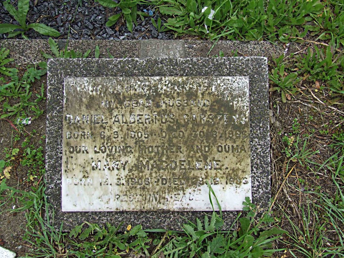 CARSTENS Daniel Albertus 1905-1966 &amp; Mary Magdelene 1906-1983