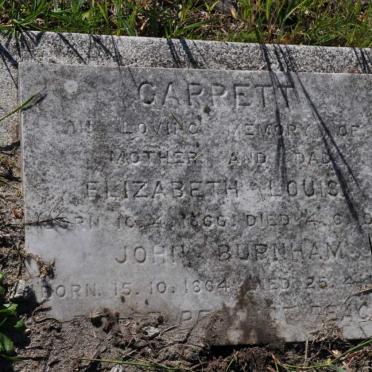 CARRETT John Burnham 1864-1932 &amp; Elizabeth Louisa 1866-1924