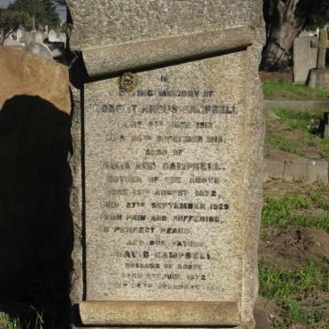CAMPBELL David 1872-1954 &amp; Flora Ann 1872-1929 :: CAMPBELL Robert Angus 1912-1915