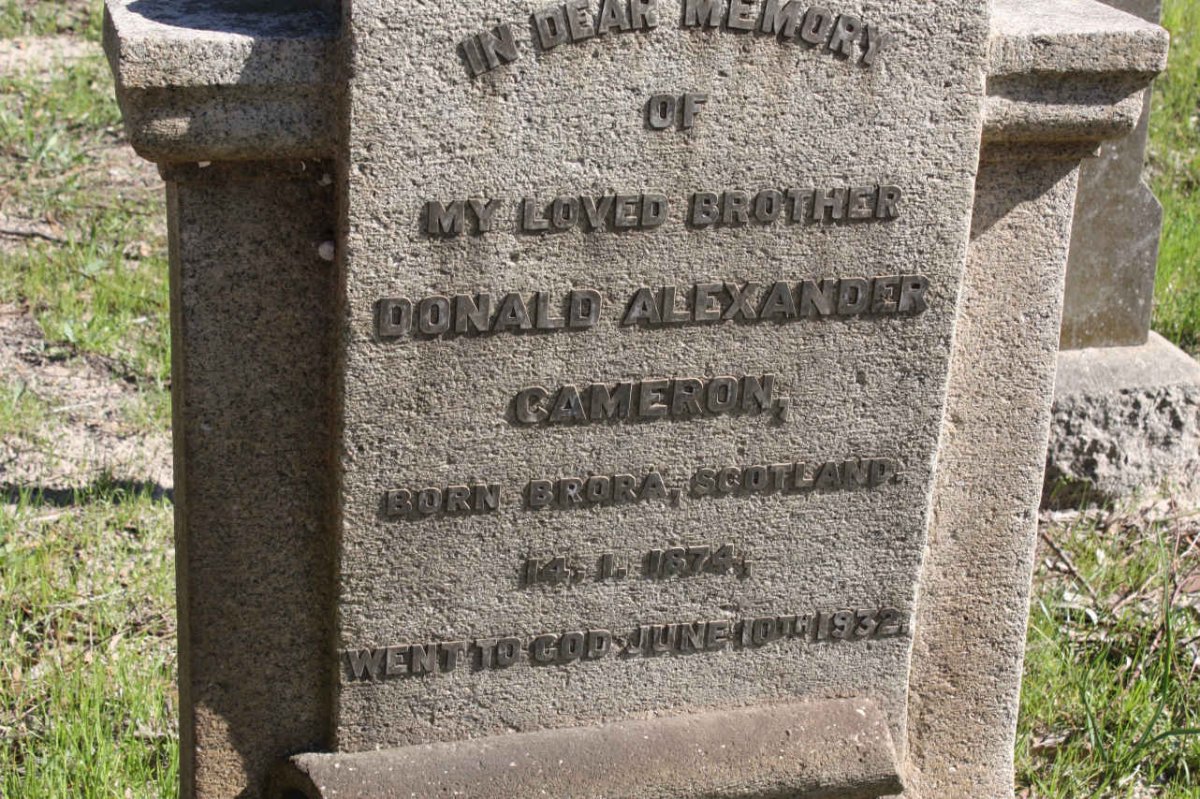 CAMERON Donald Alexander 1874-1932