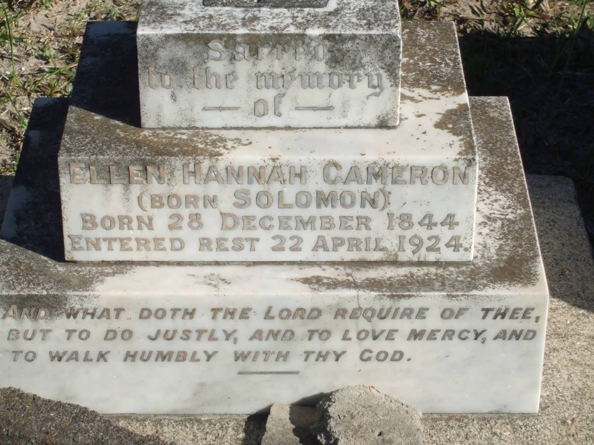 CAMERON Ellen Hannah nee SOLOMON 1844-1924