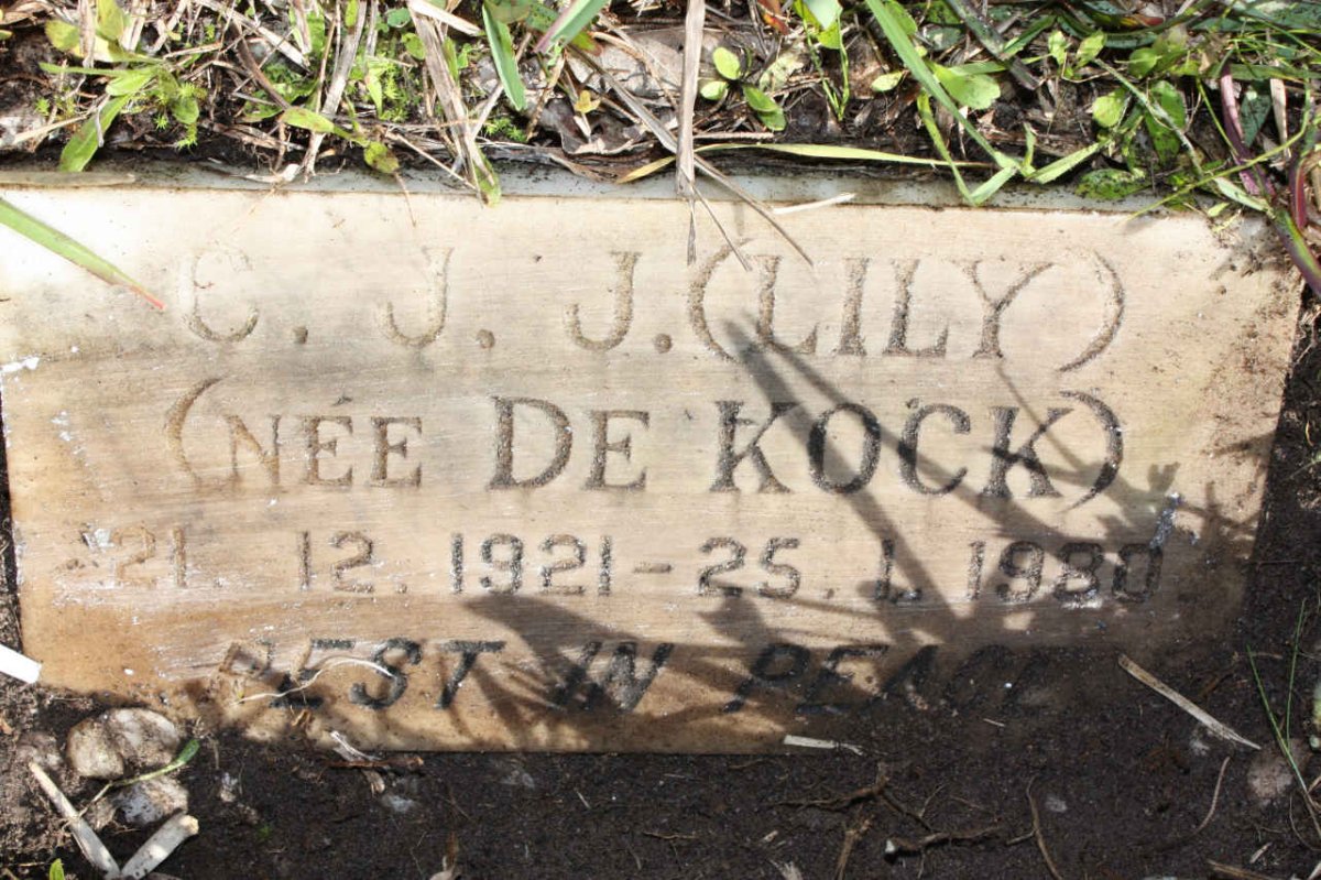 CAPRARA C.J.J. nee DE KOCK 1921-1980