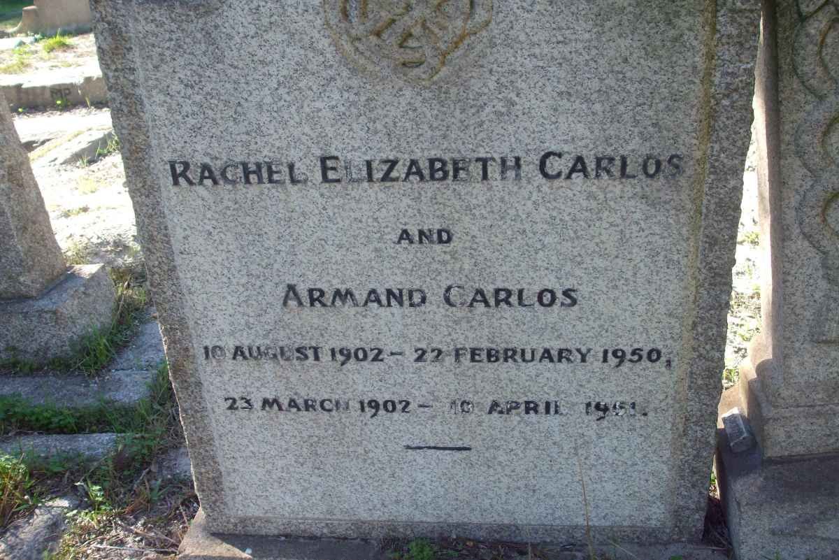CARLOS Armand 1902-1951 &amp; Rachel Elizabeth 1902-1950