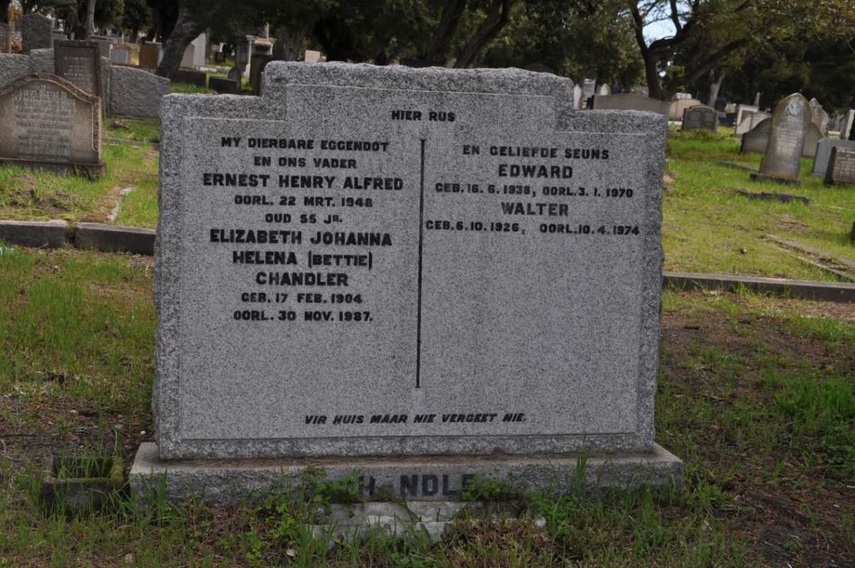 CHANDLER Ernest Henry Alfred -1948 &amp; Elizabeth Johanna Helena 1904-1987