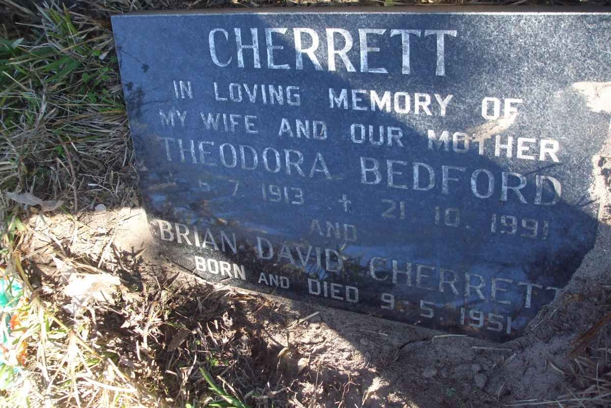CHERRETT Theodora Bedford 1913-1991 :: CHERRETT Brian David 1951-1951