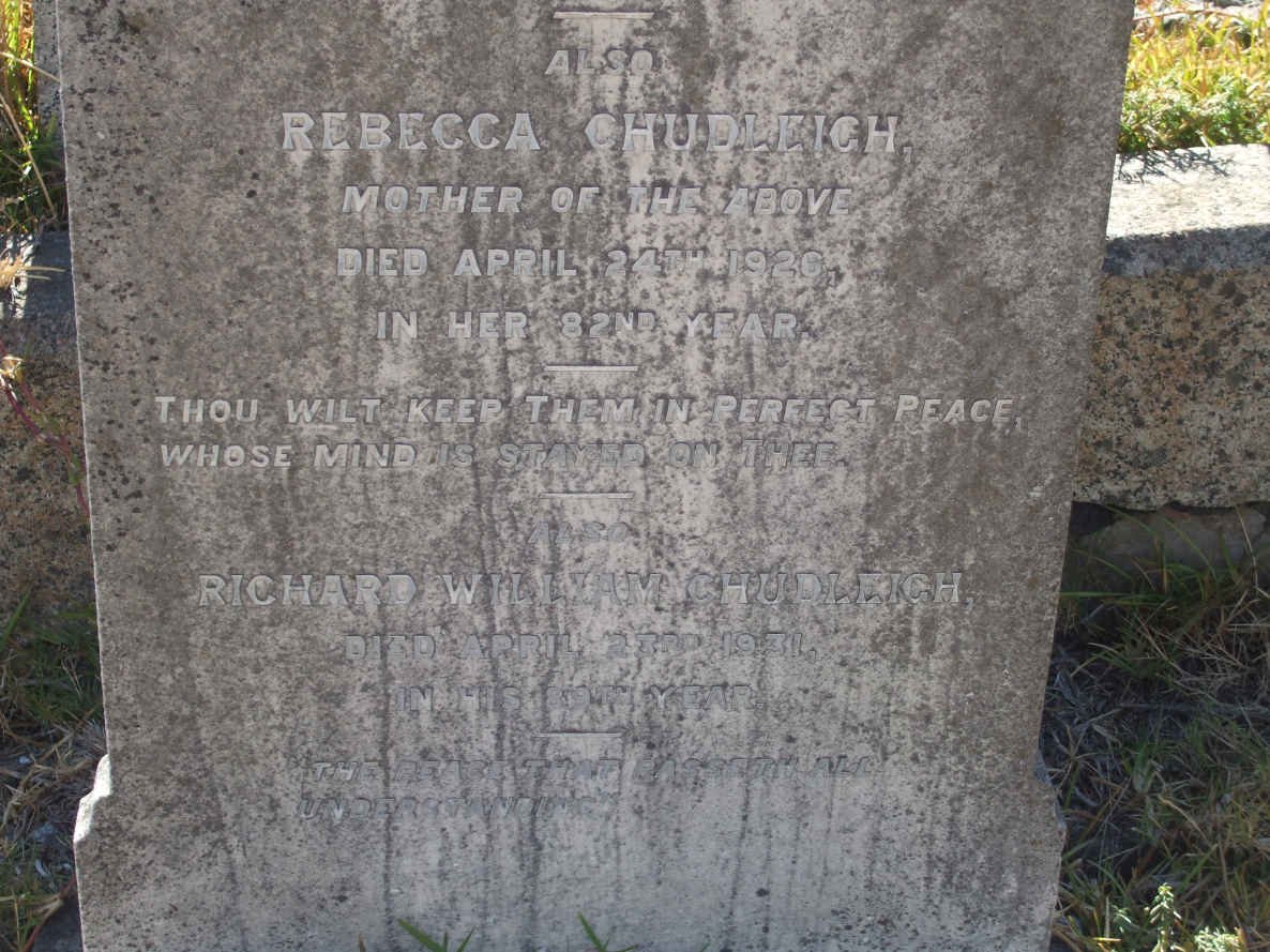 CHUDLEIGH Richard William -1931 &amp; Rebecca -1926