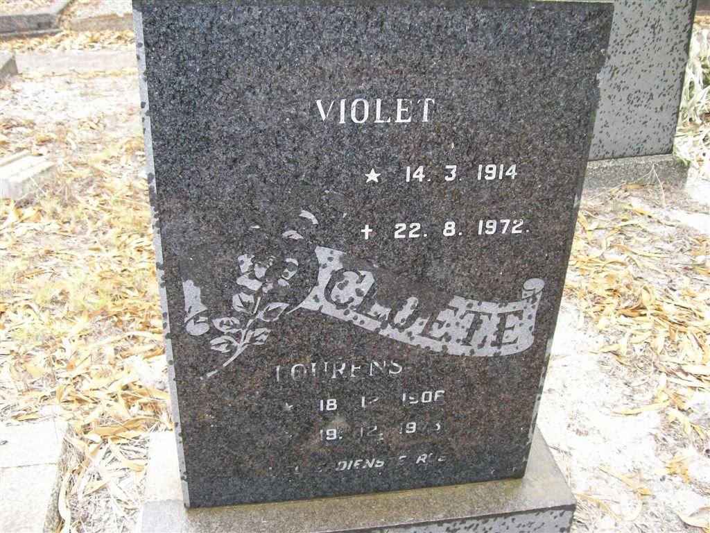 CLOETE Lourens 1916-1973 &amp; Violet 1914-1972