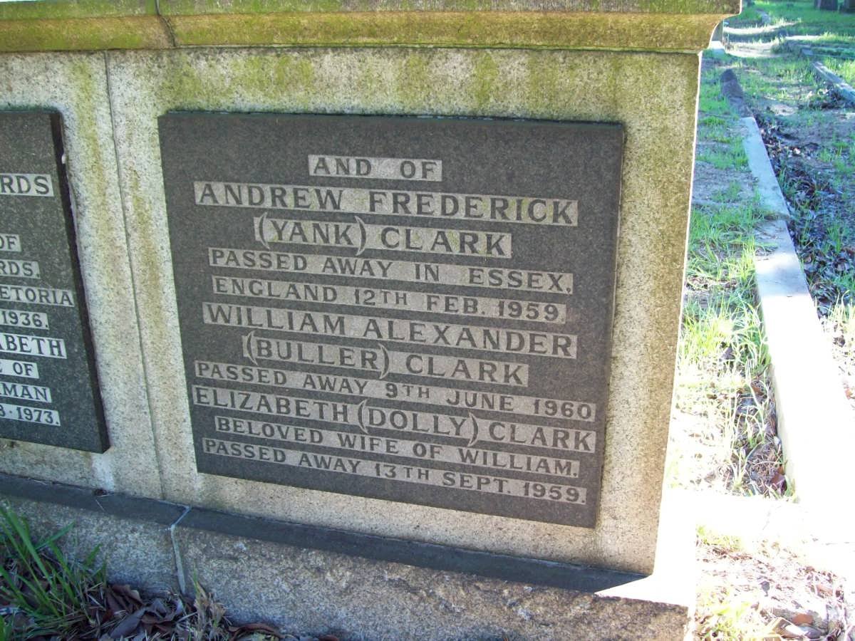 CLARK Andrew Frederick -1959 :: CLARK William Alexander -1960 :: CLARK Elizabeth -1959