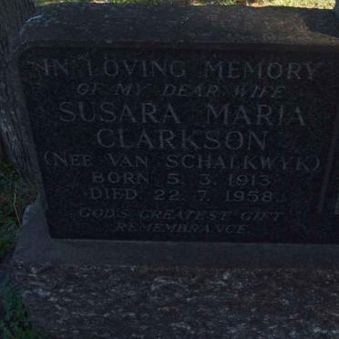 CLARKSON Susara Maria nee VAN SCHALKWYK 1913-1958