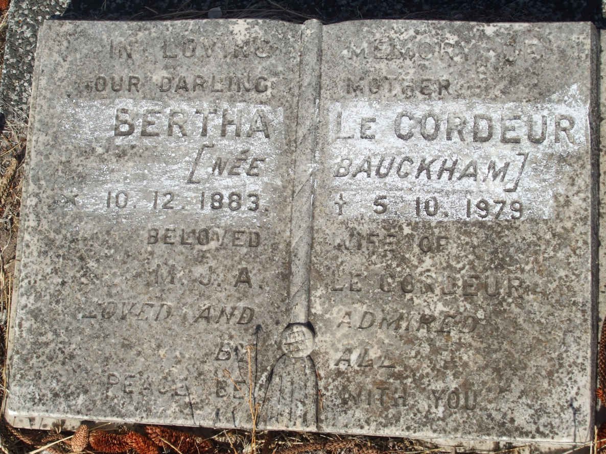 CORDEUR Bertha, le nee BAUCKHAM 1883-1979