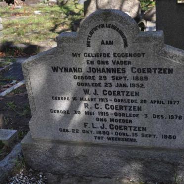 COERTZEN Wynand Johannes 1889-1952 &amp; F.L.J. 1890-1980 :: COERTZEN W.J. 1913-1977 :: COERTZEN R.C. 1915-1978