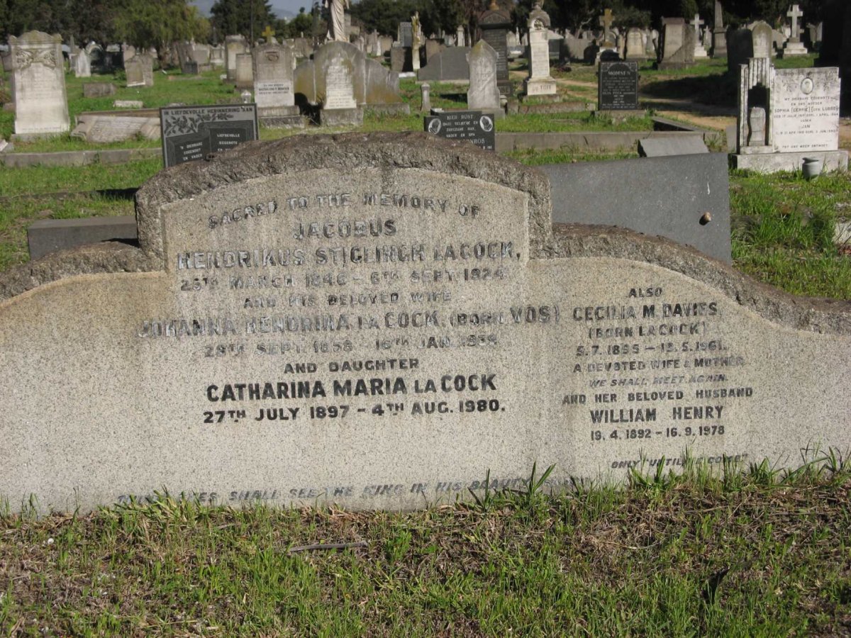 COCK Hendrikus Stiglingh, la 1846-1924 &amp; Johanna Hendrina VOS 1858-1939 :: LA COCK Catharina Maria 1897-1980