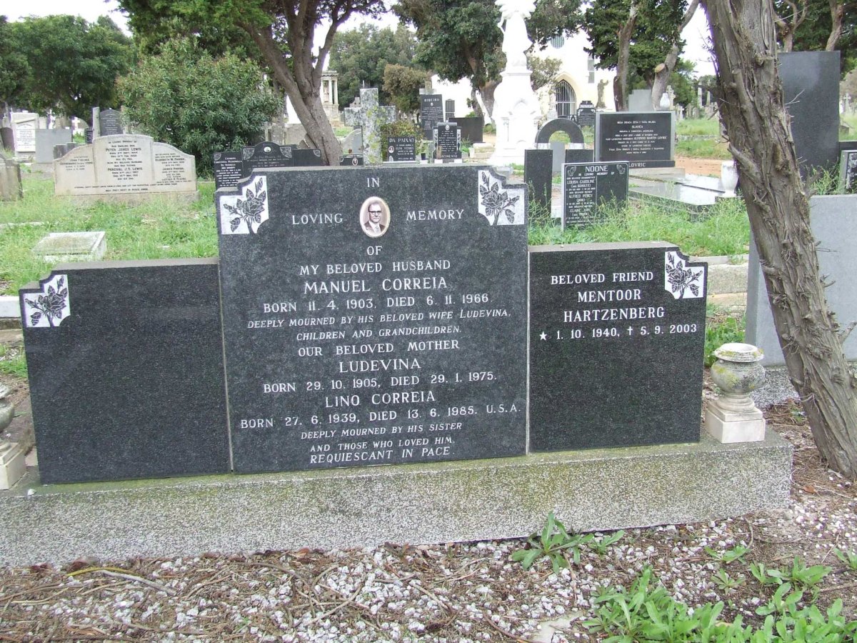 CORREIA Manuel 1903-1966 &amp; Ludevina 1905-1975 :: CORREIA Lino 1939-1985 :: HARTZENBERG Mentoor 1940-2003