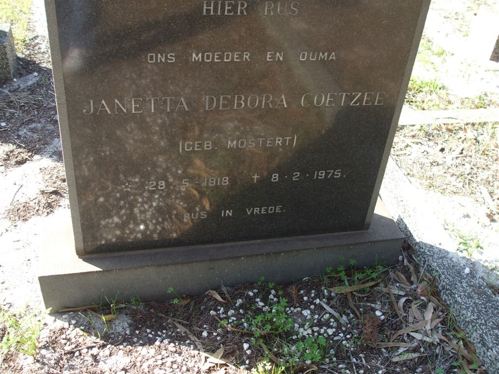 COETZEE Janetta Debora nee MOSTERT 1918-1975