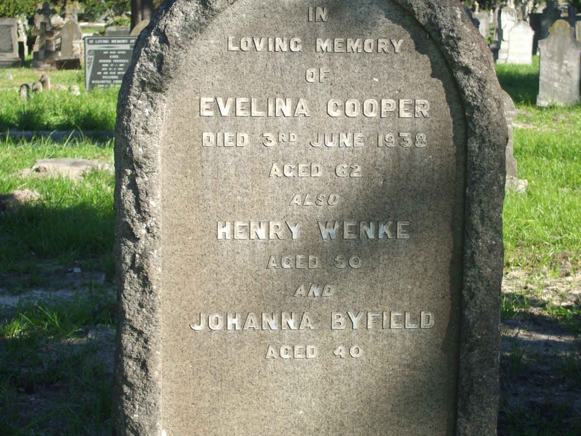 COOPER Evelina -1938:: WENKE Henry ?:: BYFIELD Johanna ? 
