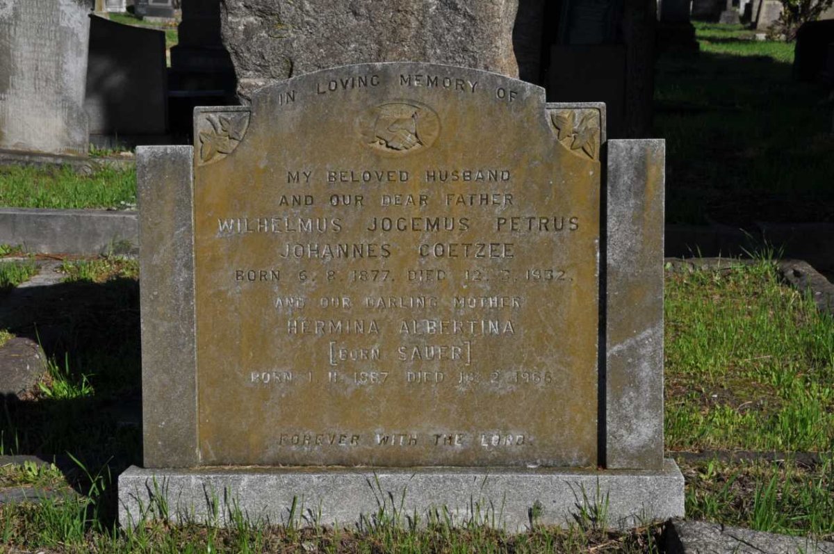 COETZEE Wilhelmus Jogemus Petrus Johannes 1877-1932 &amp; Hermina Albertina SAUER 1887-1966