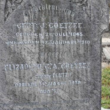 COETZEE Gert 1845-1910 &amp; Elizabeth C.A. PENTZ -1930
