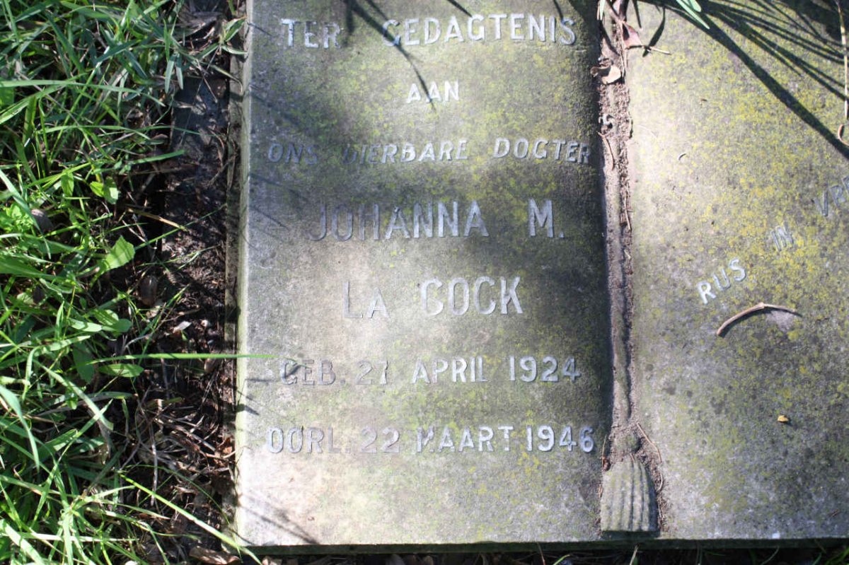 COCK Johanna M., la 1924-1946
