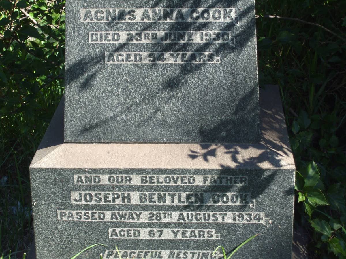 COOK Joseph Bentlen -1934 &amp; Agnes Anna -1930
