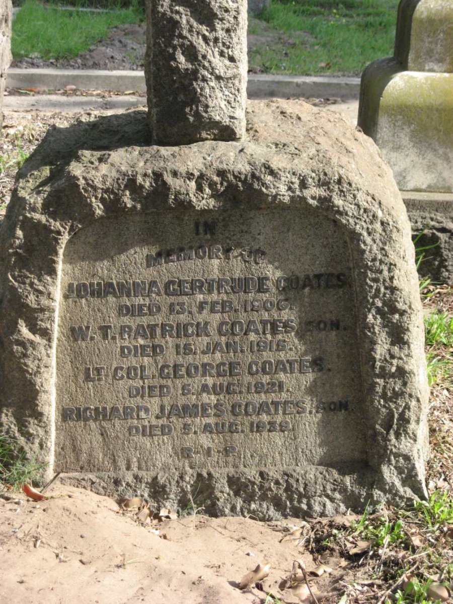COATES Johanna Gertrude -1906 :: COATES W.T. -1915 :: COATES George -1921 :: COATES Richard James -1939