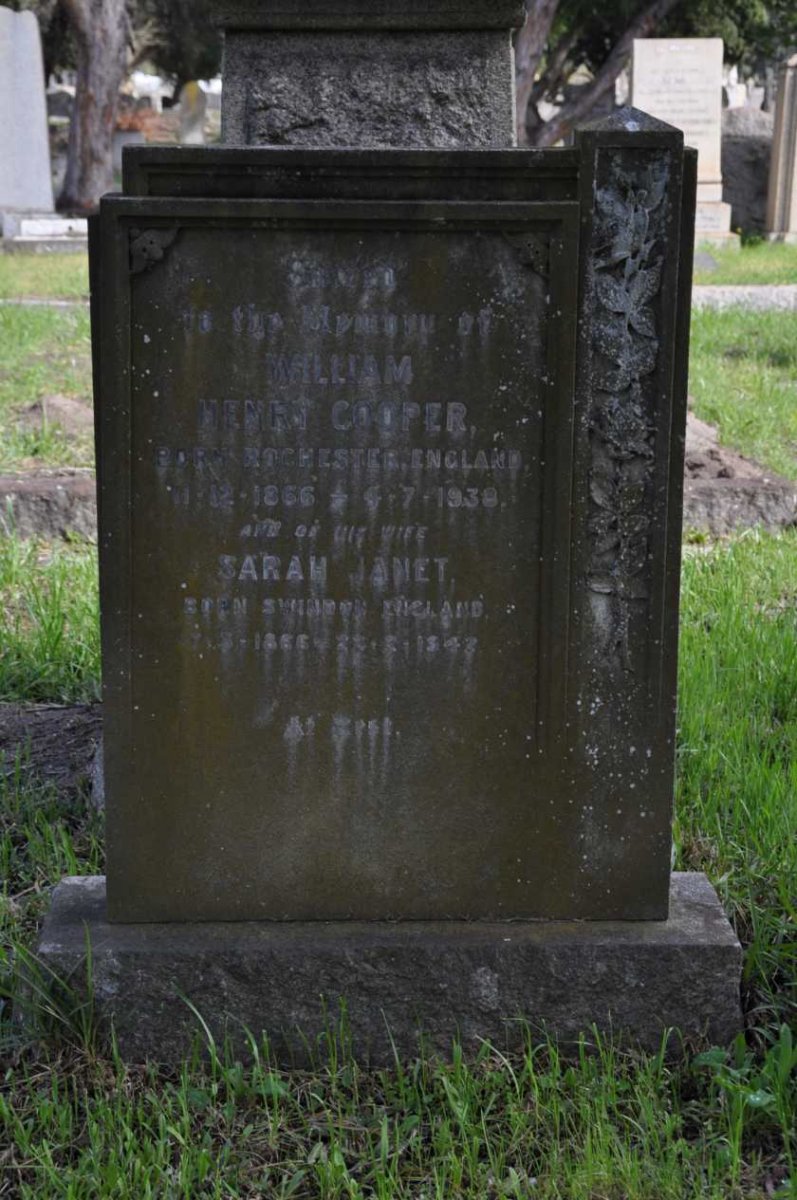 COOPER William Henry 1866-1938 &amp; Sarah Janet 1866-1942