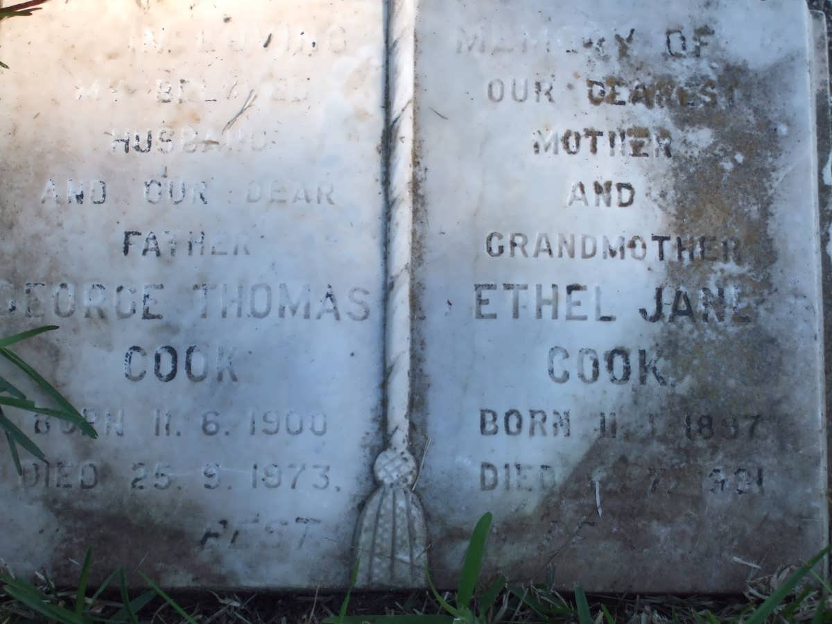 COOK George Thomas 1900-1973 &amp; Ethel Jane 1897-1981