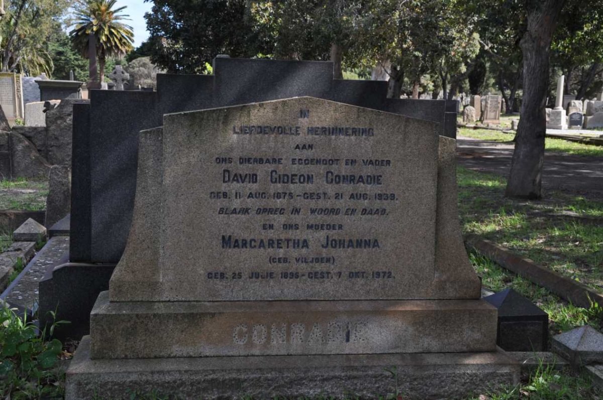 CONRADIE David Gideon 1875-1939 &amp; Margaretha Johanna VILJOEN 1895-1972