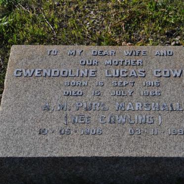 COWLING Gwendoline Lucas 1916-1966 :: MARSHALL A.M. Purl nee COWLING 1906-1991