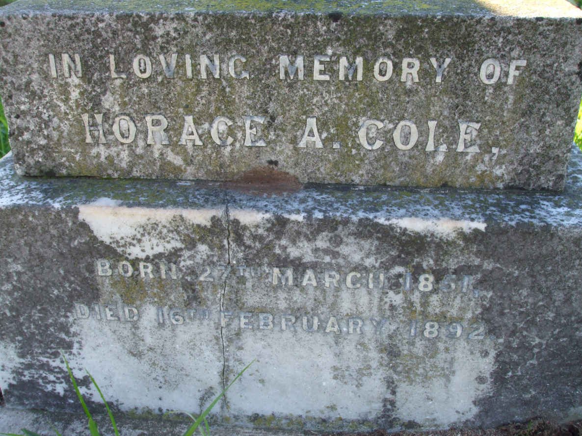 COLE Horace A. 1851-1892